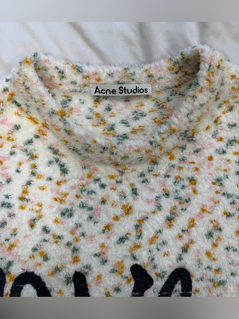 NWOT Acne Studios Multicolor Printed Logo Sweater - Picture 6 of 12